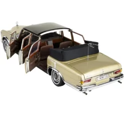 1965-1981 Mercedes Benz 600 Pullman Landaulet Limousine Convertible W/Functional Softtop Gold Ltd Ed 1/18 Diecast Model Car CMC