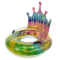 Pool Central 43" Rainbow Glitter Tiara Swimming Pool Inflatable Inner Tube