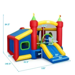 Costway 6-in-1 Inflatable Bounce House Bouncy Castle Blow Up Toddler Bouncy House For Kids Indoor Outdoor W/480 Blower