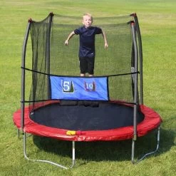Skywalker Trampolines 8' Round Jump-N-Toss Trampoline With Enclosure - Red