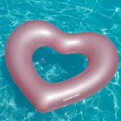 Swimline 68" Metallic Pink Heart Shaped Inner Tube Swimming Pool Float