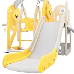 5-in-1 Kids Slide, Playground Freestanding Climber And Toddler Slide Swing Playset With Basketball Hoop - ModernLuxe -Happy Kids Shop GUEST 18d352e3 2d08 4bce bced 2ef2282e6e7e