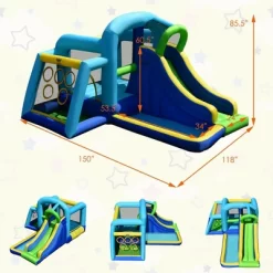 Costway Inflatable Bouncer Climbing Bounce House Kids Slide Park Ball Pit W/ 750W Blower