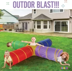 4-Way Play Tunnel For Kids To Crawl Through 8 Feet Foldable Into A Carrying Bag - Play22USA -Happy Kids Shop GUEST 21218fc7 229c 4cc6 9f03 2dce39660caa