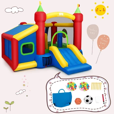 Costway 6-in-1 Inflatable Bounce House Bouncy Castle Blow Up Toddler Bouncy House For Kids Indoor Outdoor W/480 Blower 5 Costway 6-in-1 Inflatable Bounce House Bouncy Castle Blow Up Toddler Bouncy House For Kids Indoor Outdoor W/480 Blower - Image 3