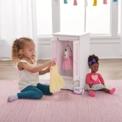 Badger Basket Doll Armoire W/ Hangers - White/Pink