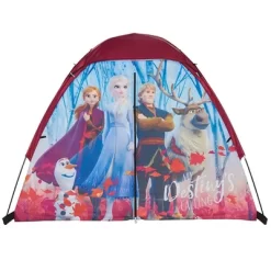 Exxel Outdoors Disney Fronzen 2 Kids 4 Piece Princess Camping Kit With Floorless Dome Tent, Youth Sized Sleeping Bag, Backpack, And LED Flashlight