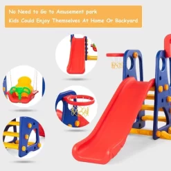 Costway 3 In 1 Junior Children Climber Slide Swing Seat Basketball Hoop Playset -Happy Kids Shop GUEST 32e27006 bd63 4504 b958 e1c7ecb53575