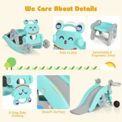 Babyjoy 4-in-1 Rocking Horse & Slide Set Toddler Slide Toy W/ Basketball Hoop -Happy Kids Shop GUEST 33c3792d 34da 4cc5 a44d 94f13980b9cd