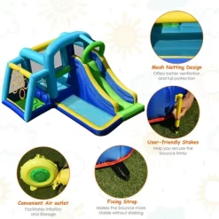 Costway Inflatable Bouncer Climbing Bounce House Kids Slide Park Ball Pit W/ 750W Blower -Happy Kids Shop GUEST 518c920f 1f65 4213 a5ca c064f768d0fb