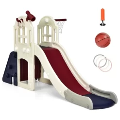 Costway 6-In-1 Large Slide For Kids Toddler Climber Slide Playset W/ Basketball Hoop -Happy Kids Shop GUEST 5e528246 809f 47f0 af64 655b8acfa581