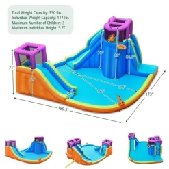 Costway 6 In 1 Inflatable Dual Slide Water Park Climbing Bouncer