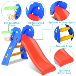 2 Step Children Folding Slide W/ Basketball Hoop For Kids Indoor & Outdoor -Happy Kids Shop GUEST 66b1fcc3 86fa 48ca bd31 7fa5d95d3353