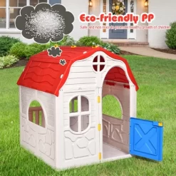 Costway Kids Cottage Playhouse Foldable Plastic Play House Indoor Outdoor Toy Portable -Happy Kids Shop GUEST 67c8dca3 fe4d 4daa 85b9 e05944207906