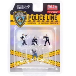 "Police Line" 6 Piece Diecast Set (4 Figurines And 2 Accessories) Limited Ed To 4800 Pcs 1/64 Scale Models By American Diorama