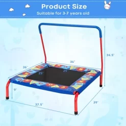 Costway 36" Kids Square Trampoline Indoor Outdoor Rebounder W/Foam Handrail Alphabet Pad -Happy Kids Shop GUEST 92bfeaeb 3004 4f1a 87cb 3121f3752da8