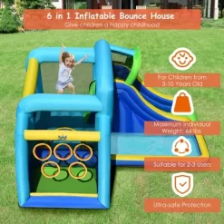 Costway Inflatable Bouncer Climbing Bounce House Kids Slide Park Ball Pit W/ 750W Blower -Happy Kids Shop GUEST 99c04f5f f0aa 456b b0a5 512eafdc4251