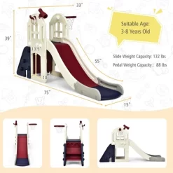 Costway 6-In-1 Large Slide For Kids Toddler Climber Slide Playset W/ Basketball Hoop -Happy Kids Shop GUEST 9aadf56f 4c27 403f a998 9bf41bd1637b
