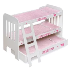 Badger Basket Trundle Doll Bunk Bed With Ladder And Free Personalization Kit - White/Pink