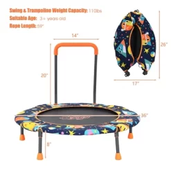36''Convertible Swing & Trampoline Set Toddler Kids Fitness Rebounder W/Handrail -Happy Kids Shop GUEST a9045495 5b01 47fb aefb 25a950e02ab8