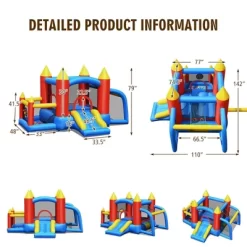 Costway Kid Inflatable Bounce House Slide Jumping Castle W/Soccer Goal Ball Pit & Blower
