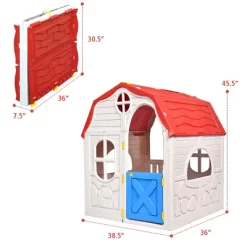 Costway Kids Cottage Playhouse Foldable Plastic Play House Indoor Outdoor Toy Portable -Happy Kids Shop GUEST b2991186 1594 47a0 93ce 8fb7624b9e03