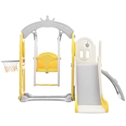 5-in-1 Kids Slide, Playground Freestanding Climber And Toddler Slide Swing Playset With Basketball Hoop - ModernLuxe -Happy Kids Shop GUEST d646d8ee 75b0 4065 9d69 ee874fb05e20