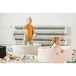MeowBaby Large Round 35 Inch Round By 11.5 Inch Tall Baby Toddler Foam Ball Pit W/ 200 Full Foam Balls And Zippered Covered, Light Pink, White, Pearl -Happy Kids Shop GUEST d6f50d0e 8111 4774 ab2e a5dc27796700