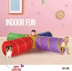 4-Way Play Tunnel For Kids To Crawl Through 8 Feet Foldable Into A Carrying Bag - Play22USA