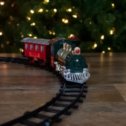 Northlight 8-Piece Battery Operated Red And Green Animated Classic Train Set With Sound