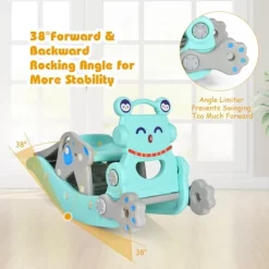 Babyjoy 4-in-1 Rocking Horse & Slide Set Toddler Slide Toy W/ Basketball Hoop -Happy Kids Shop GUEST fadaf05b 7483 45b7 bfc8 4058e6cc4371