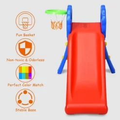 2 Step Children Folding Slide W/ Basketball Hoop For Kids Indoor & Outdoor -Happy Kids Shop GUEST ffc5a9c4 c13f 452b acdd 69c0196f1f1d